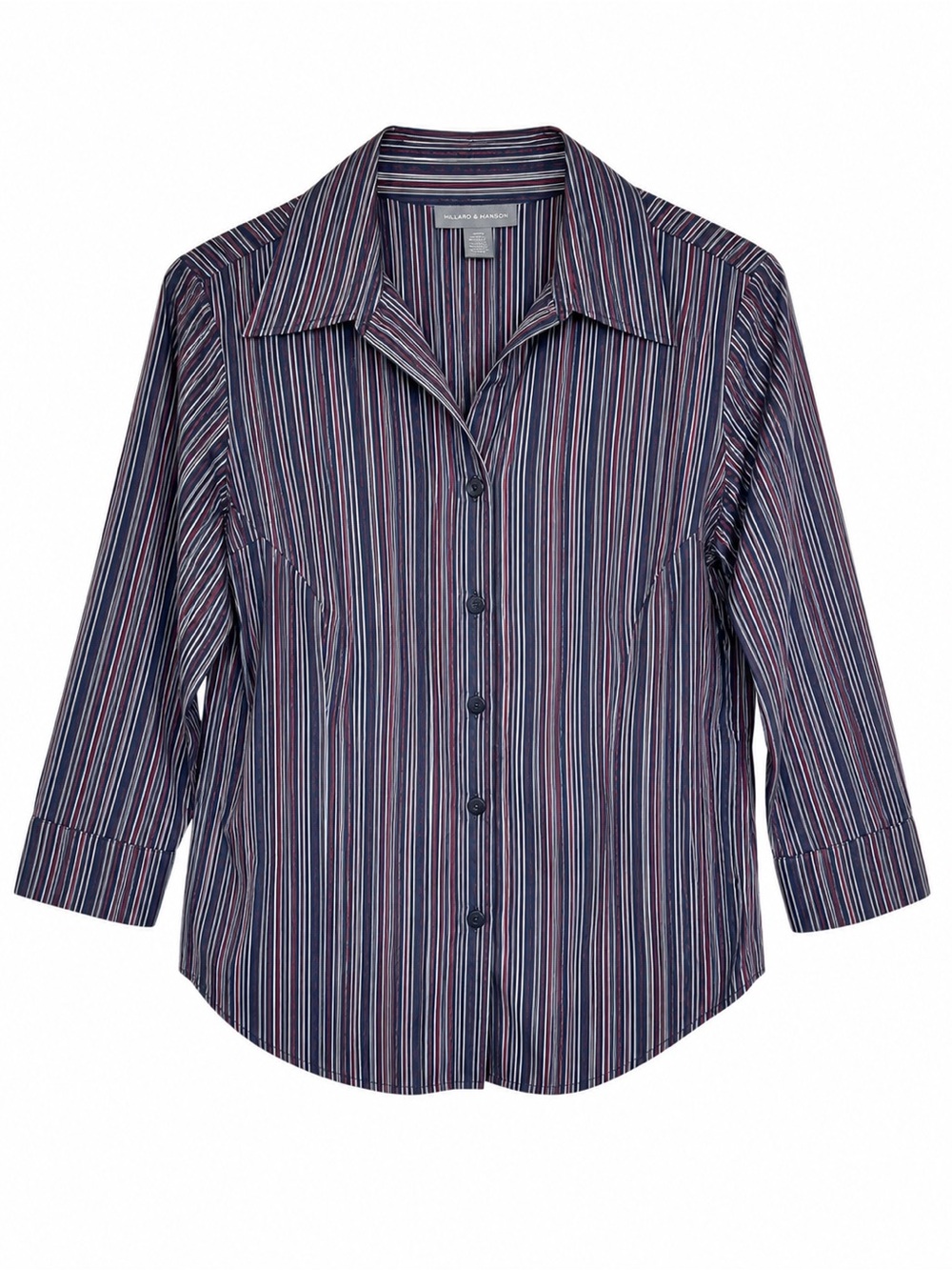 Hillard & Hanson Women’s Striped Button Front Shirt Large Long Sleeve
